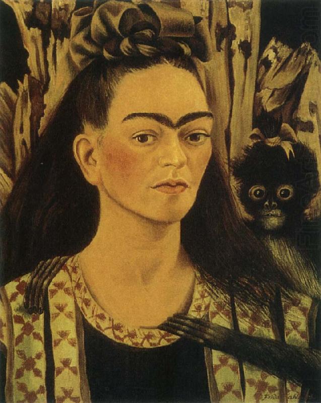 Frida Kahlo The self-portrait artist and monkey oil painting picture